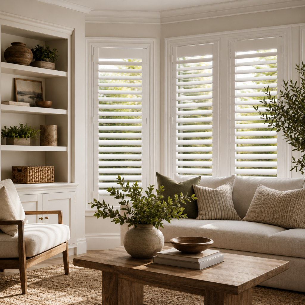 Custom shutters in a modern interior