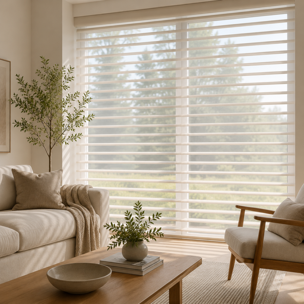 Custom sheer shades in a modern interior