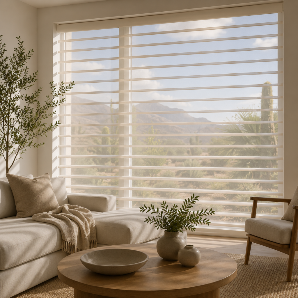 Custom sheer shades in a modern interior