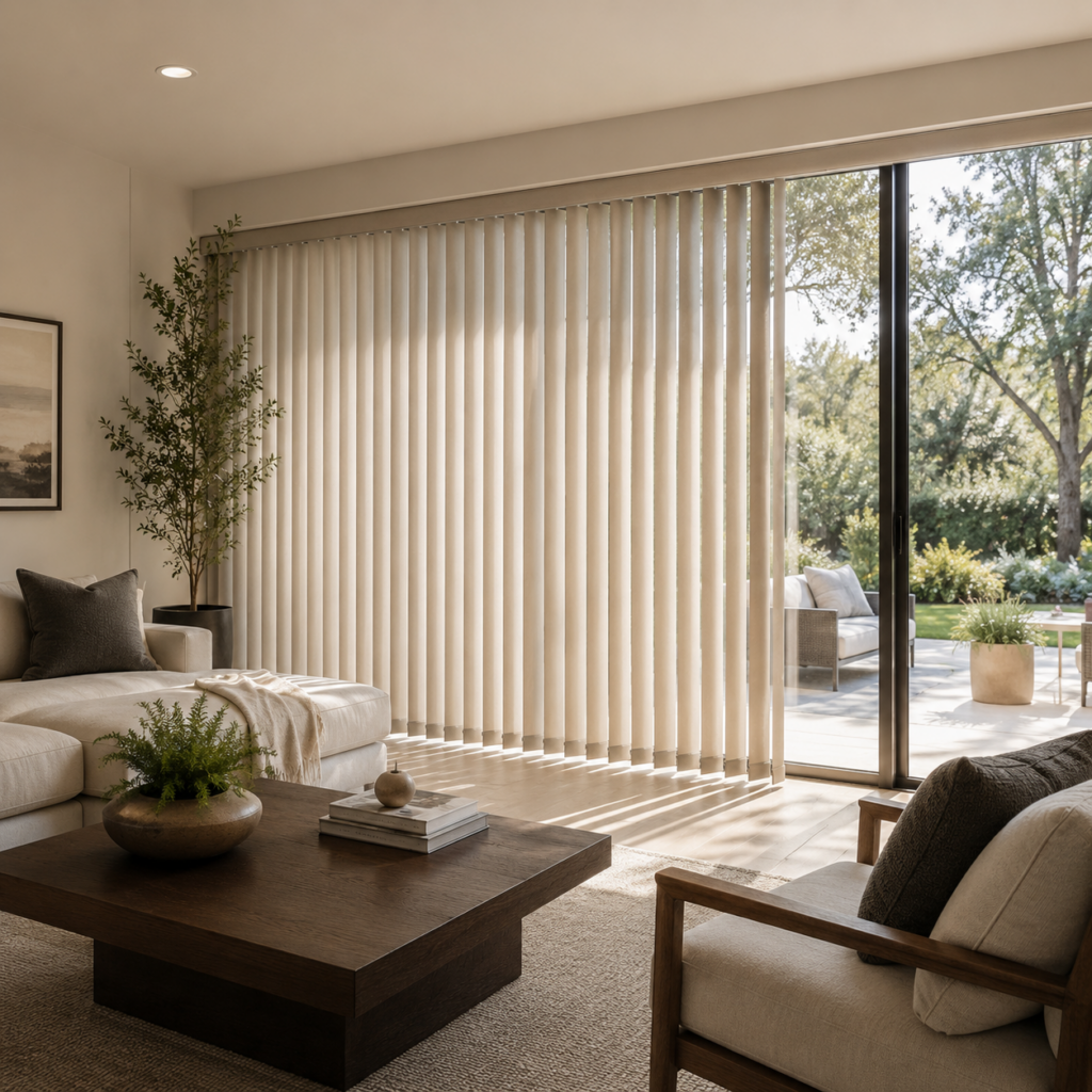 Custom vertical shades in a modern interior