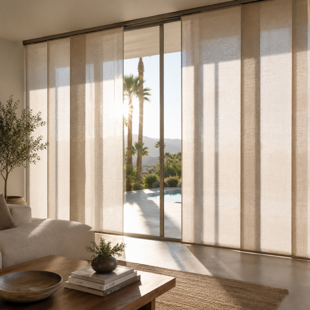 Custom panel tracks in a modern interior