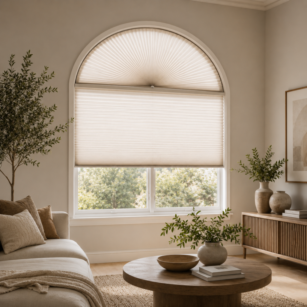 Custom unique window shapes in a modern interior