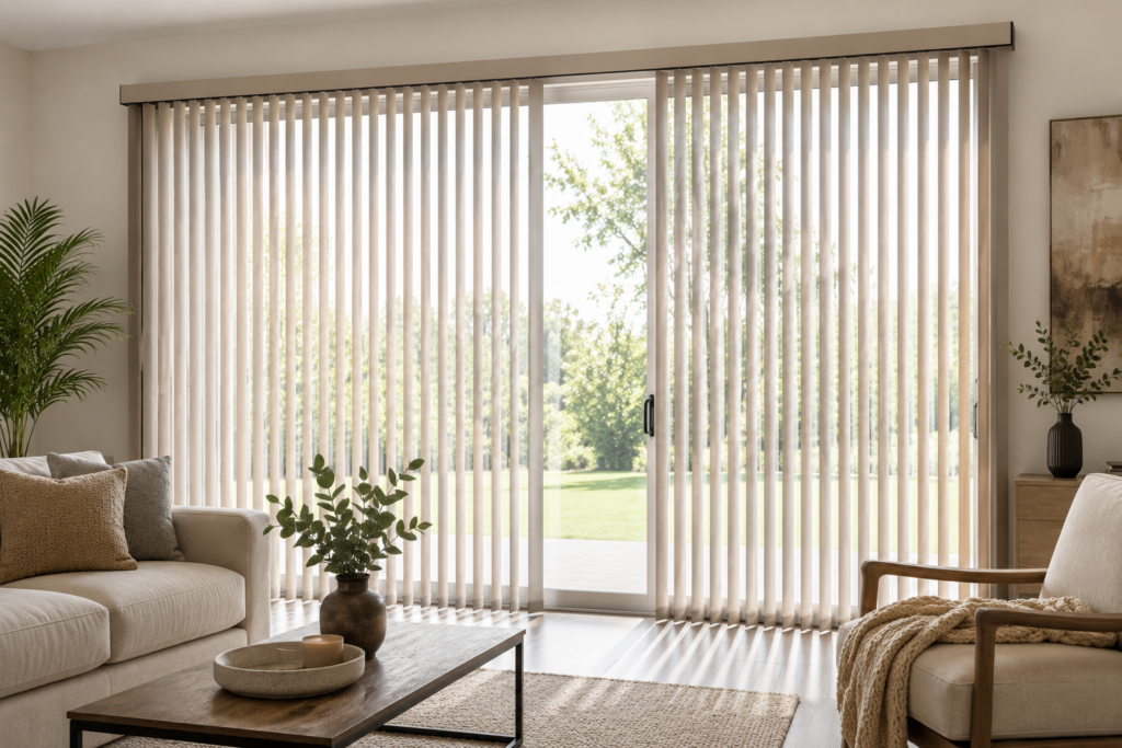 Custom vertical blinds in a modern interior