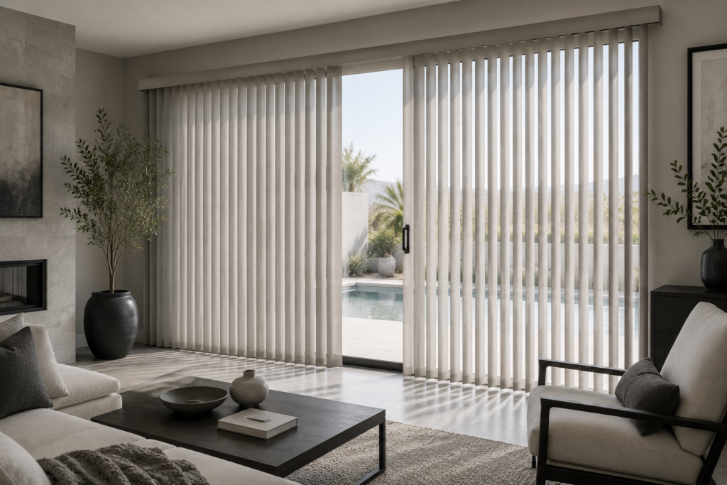 Custom vertical blinds in a modern interior