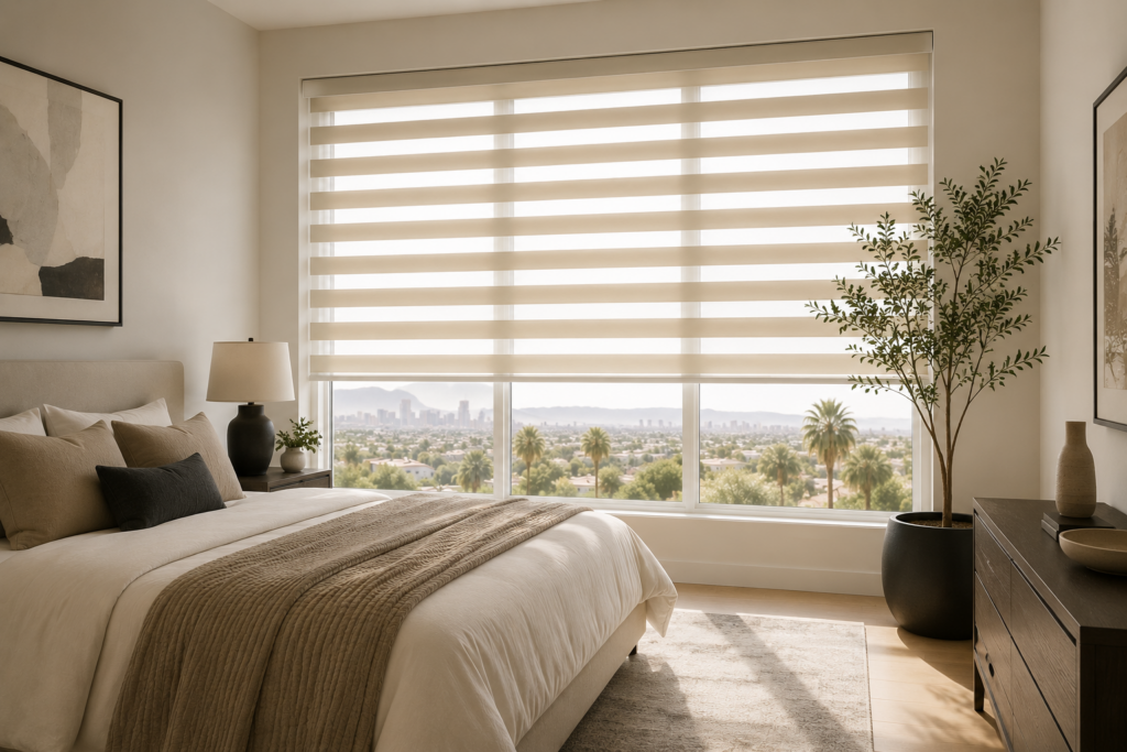 Custom transition shades in a modern interior